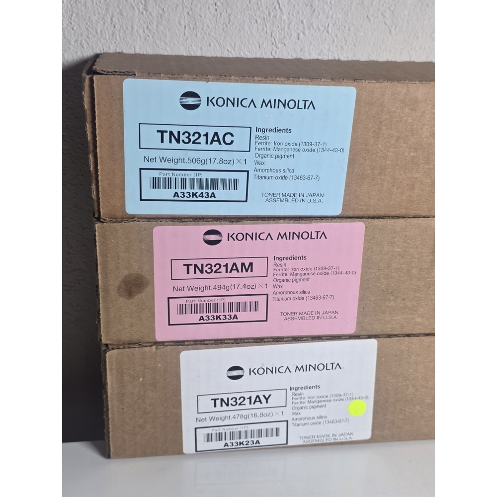 Konica Genuine TN221 Toner Bundle CMY - TN221AY, TN221AC, TN221AM